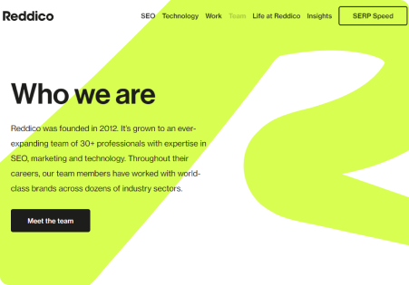 Green and white webpage with company introduction text.