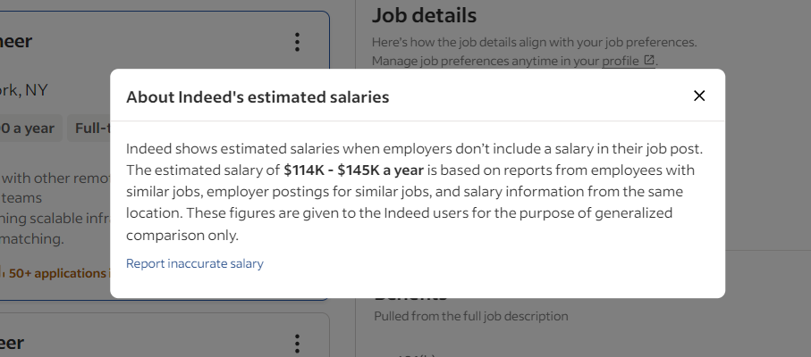 Modal appearing on Indeed as an anti-scraping measure