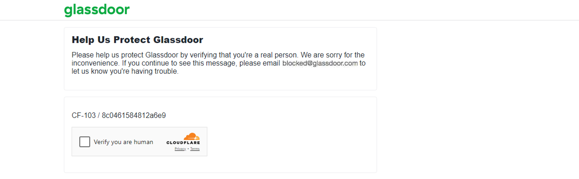 Cloudflare's anti bot mechanisms on Glassdoor