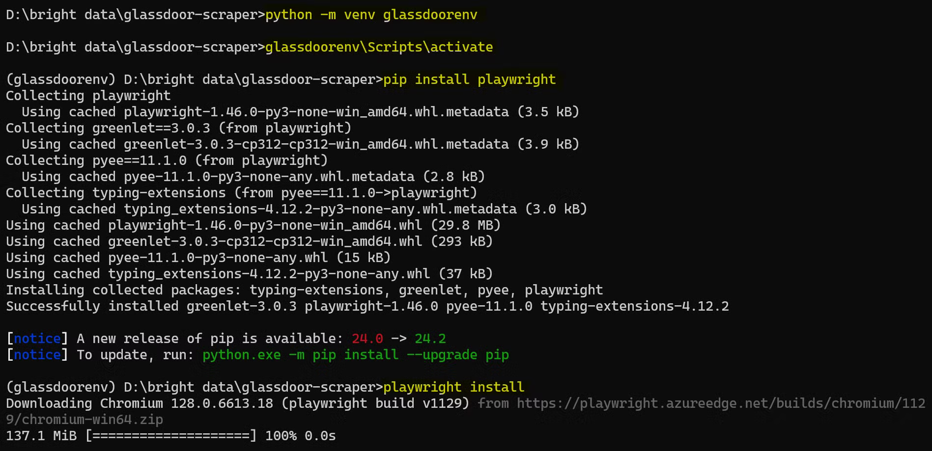 Playwright installation