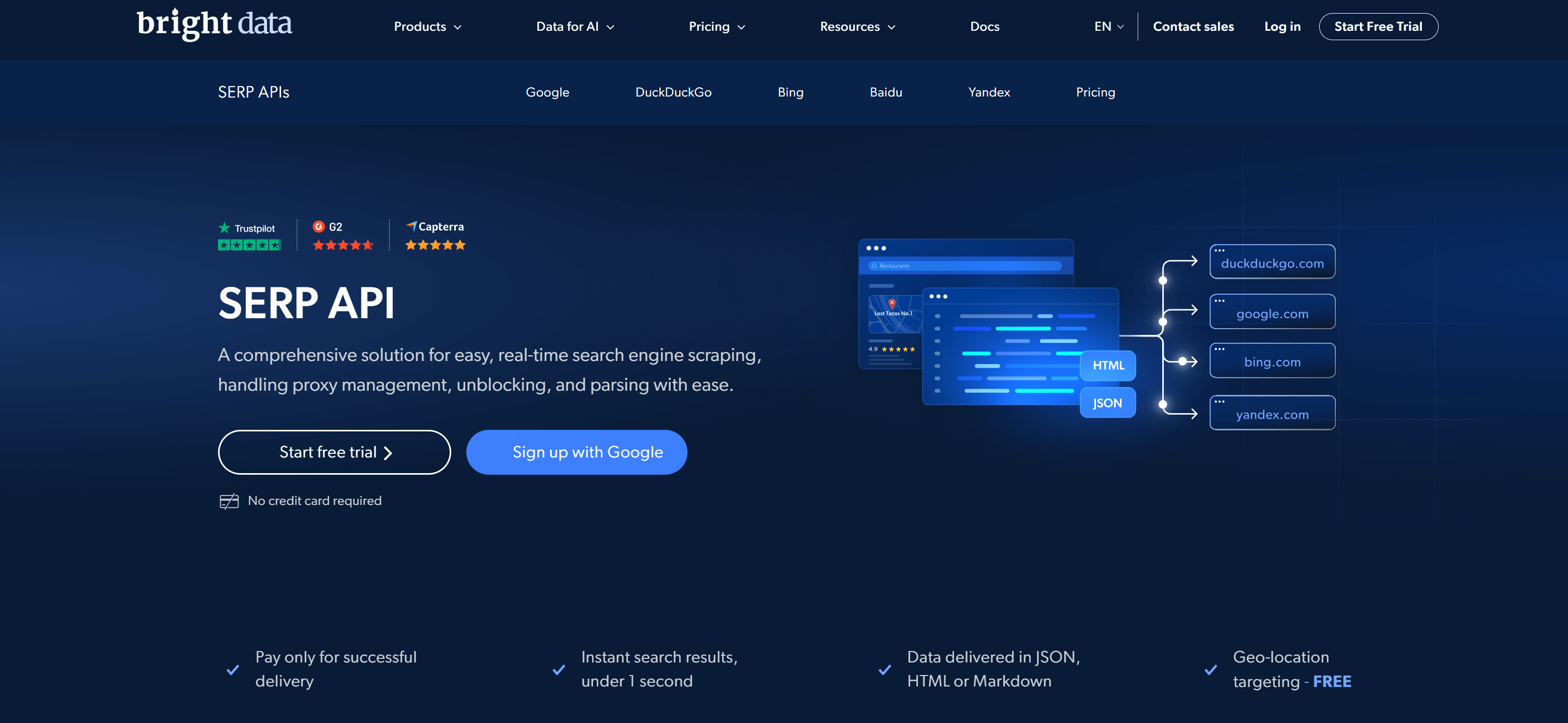 Bright DataのSERP APIページ