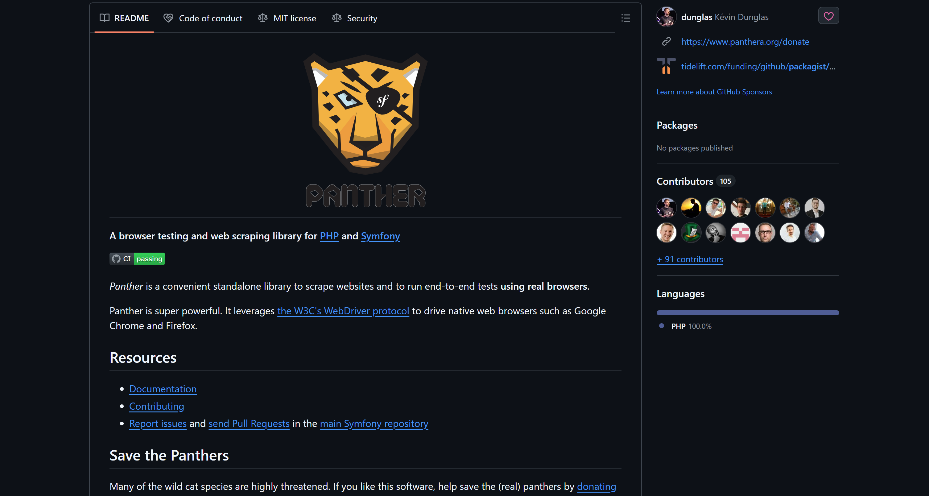 PantherのGitHubページ
