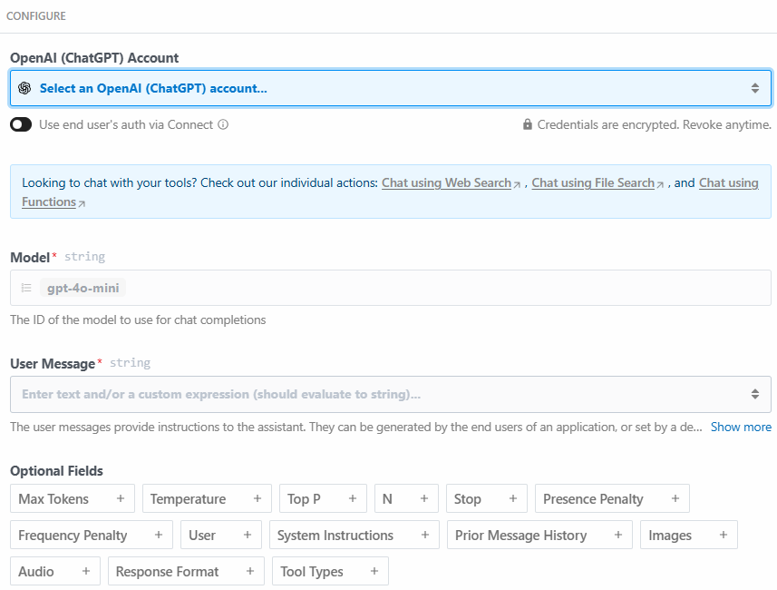 OpenAIのチャットオプション設定