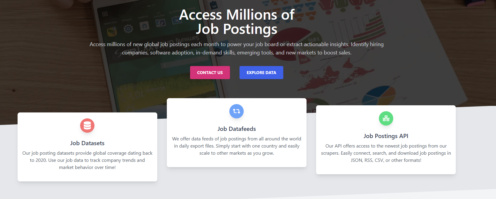 Techmap's job postings data page