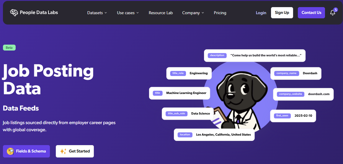 People Data Labs job posting data page