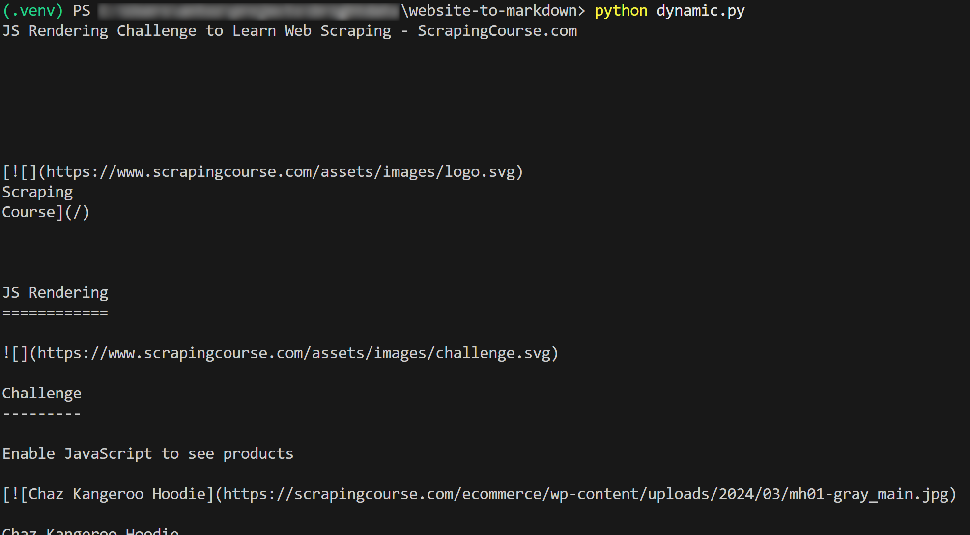 The resulting Markdown content