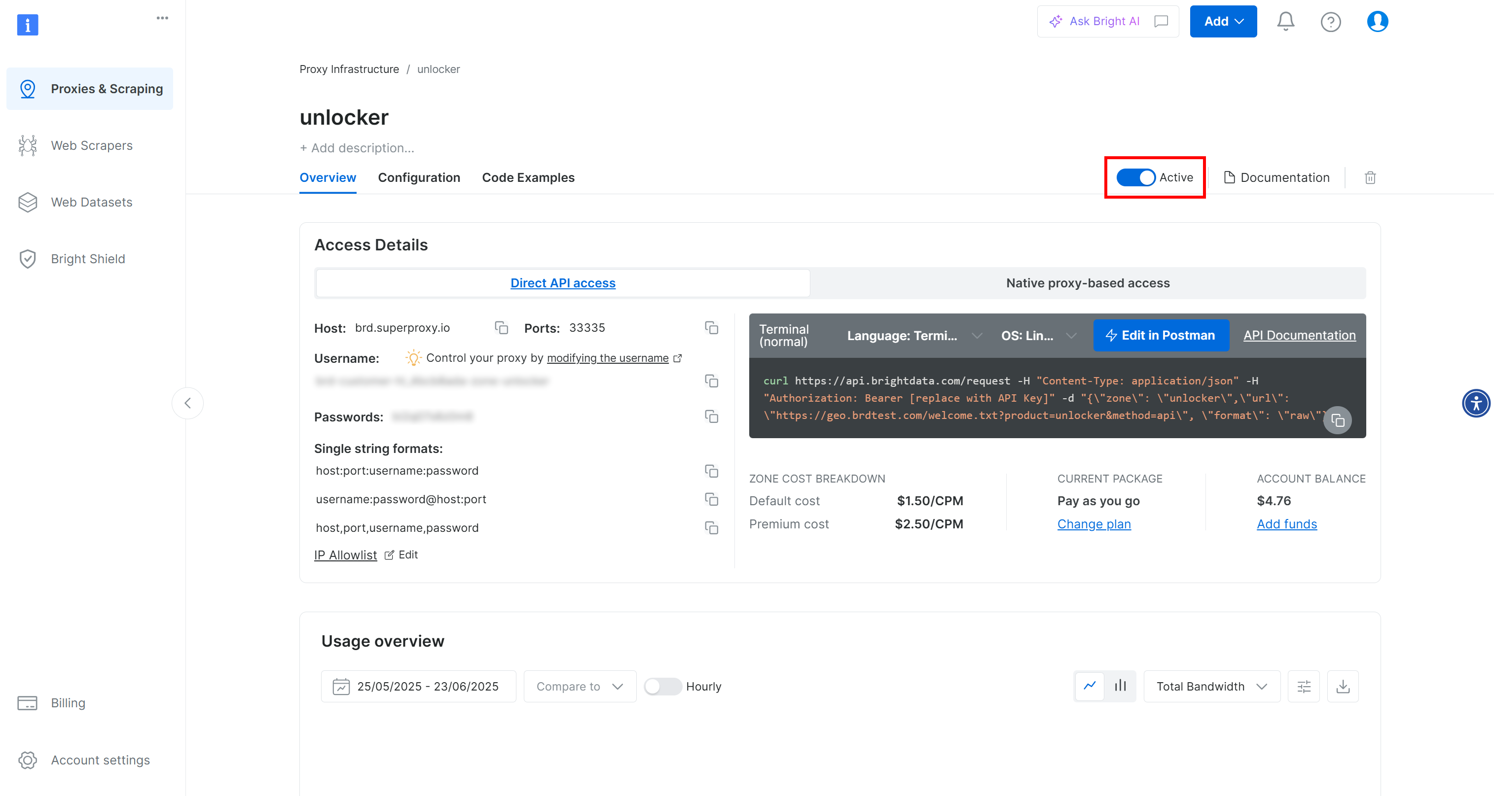 The “unlocker” Web Unlocker API zone page