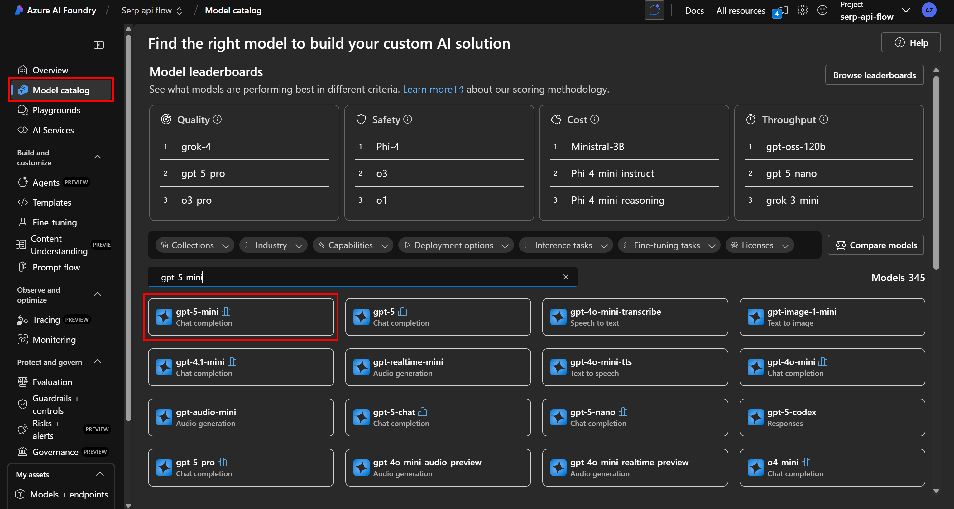 Selecting the “gpt-5-mini” model