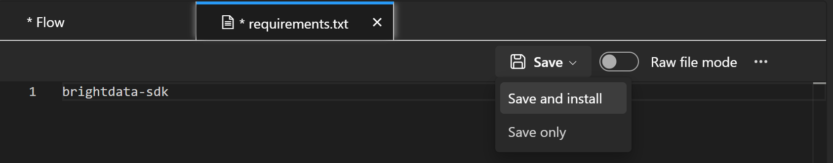 Adding the brightdata-sdk line into the requirements file