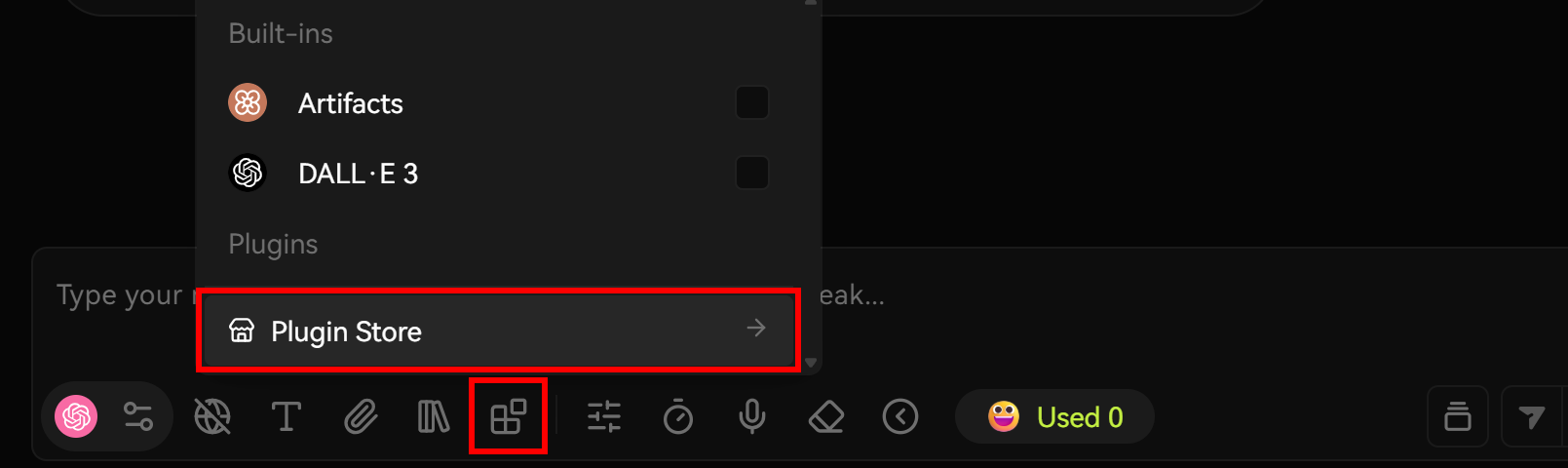 Selecting the “Plugin Store” option