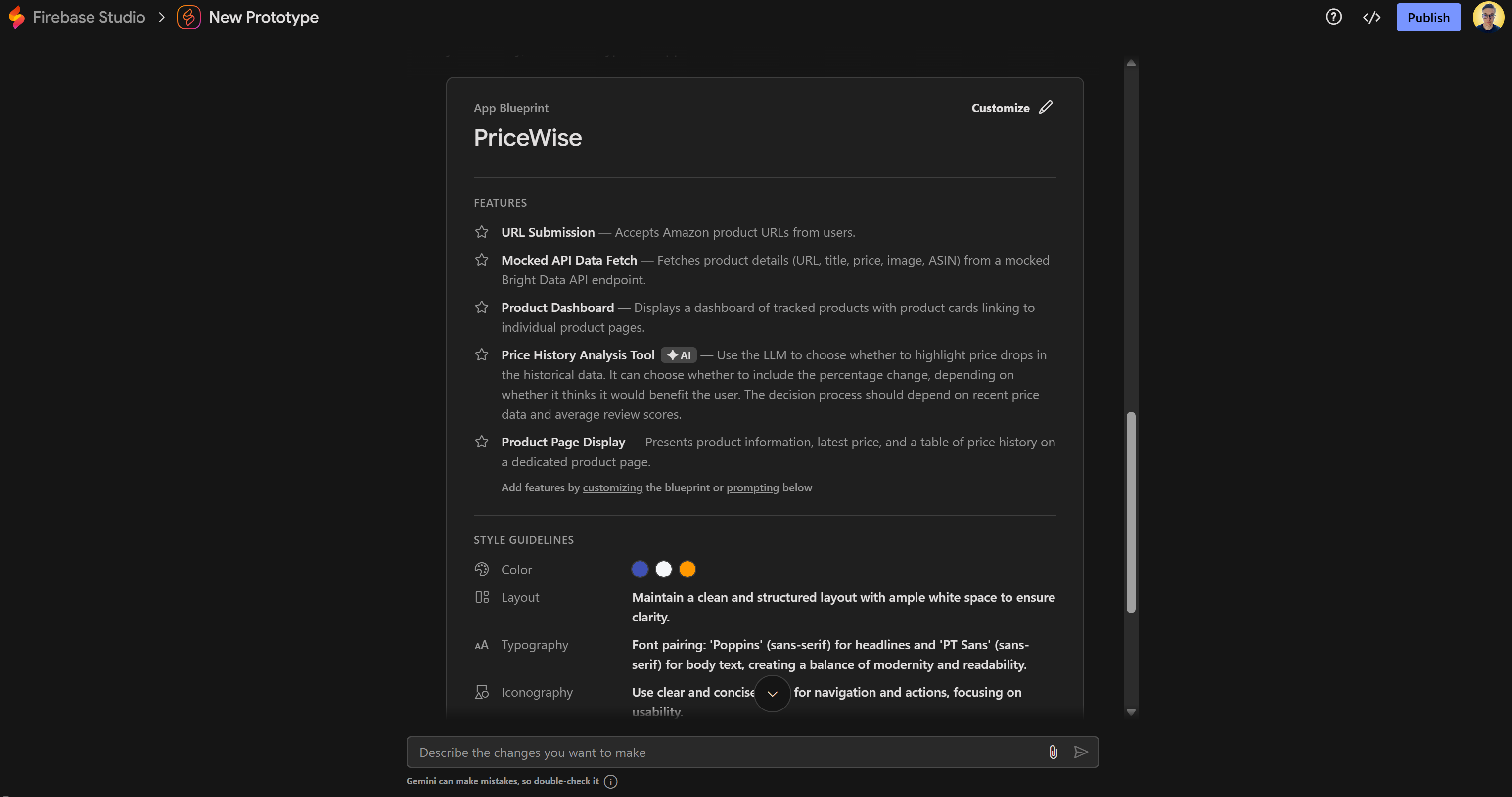 The resulting app blueprint