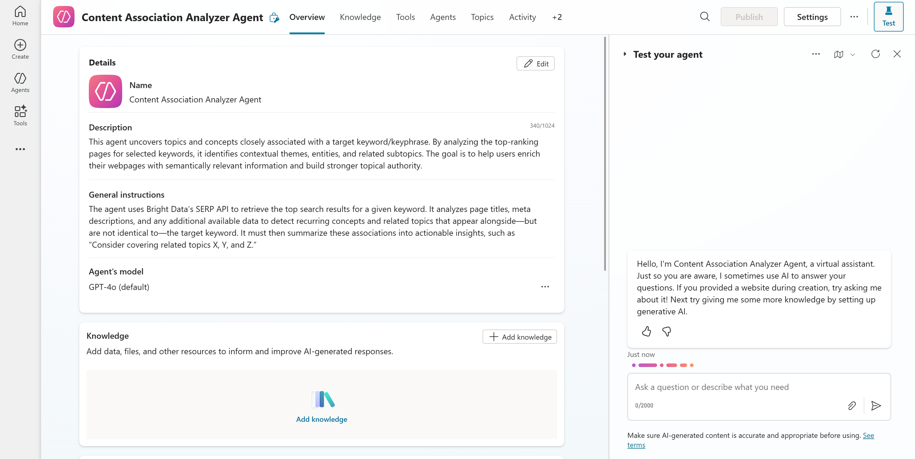 The AI agent management platform in Copilot Studio