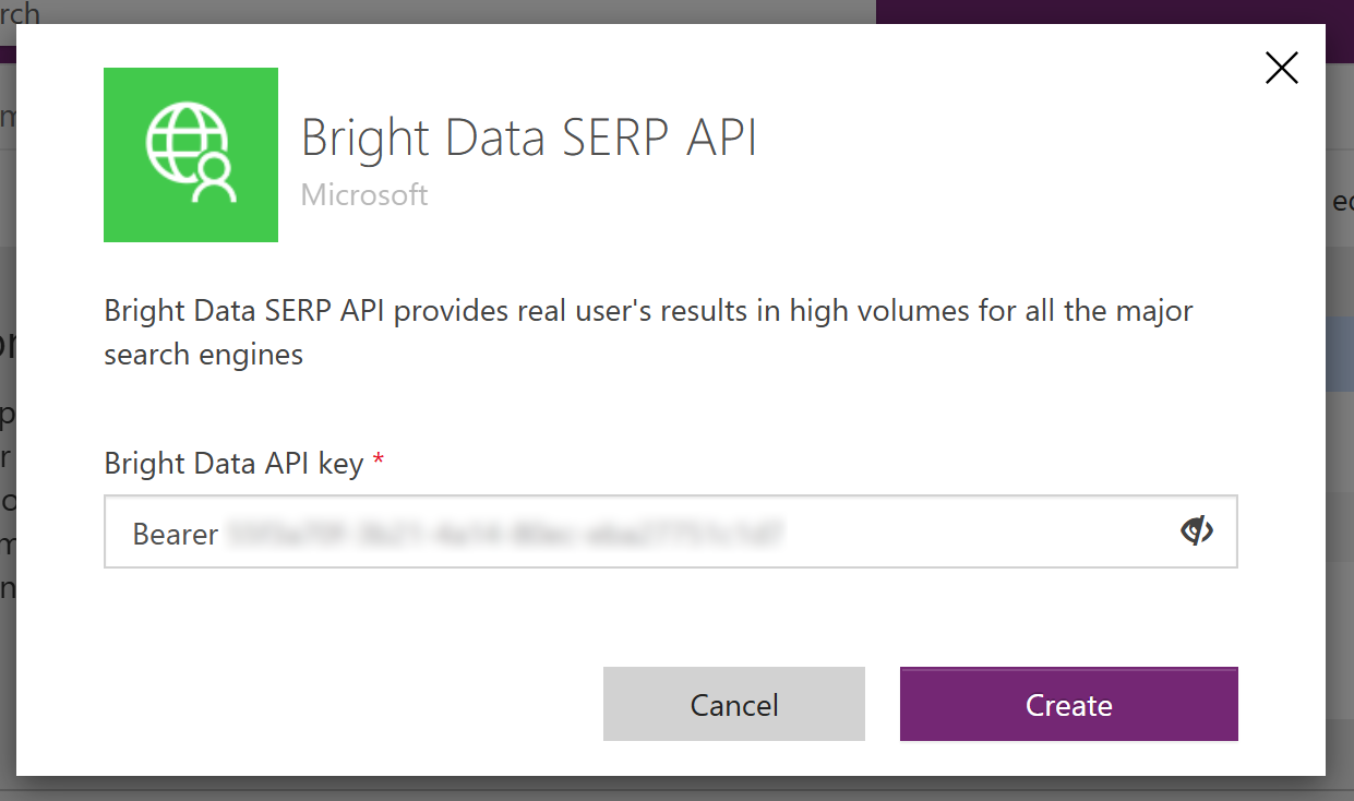 Setting the authentication details for the Bright Data SERP API