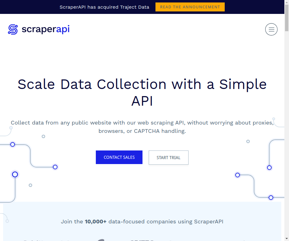 ScraperAPIホームページ