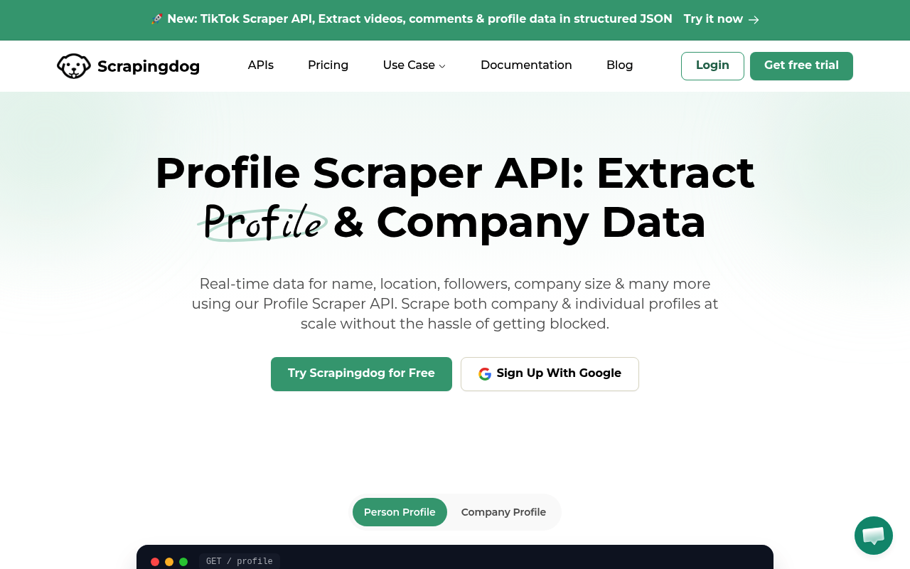 Scrapingdog LinkedIn スクレイパーAPI