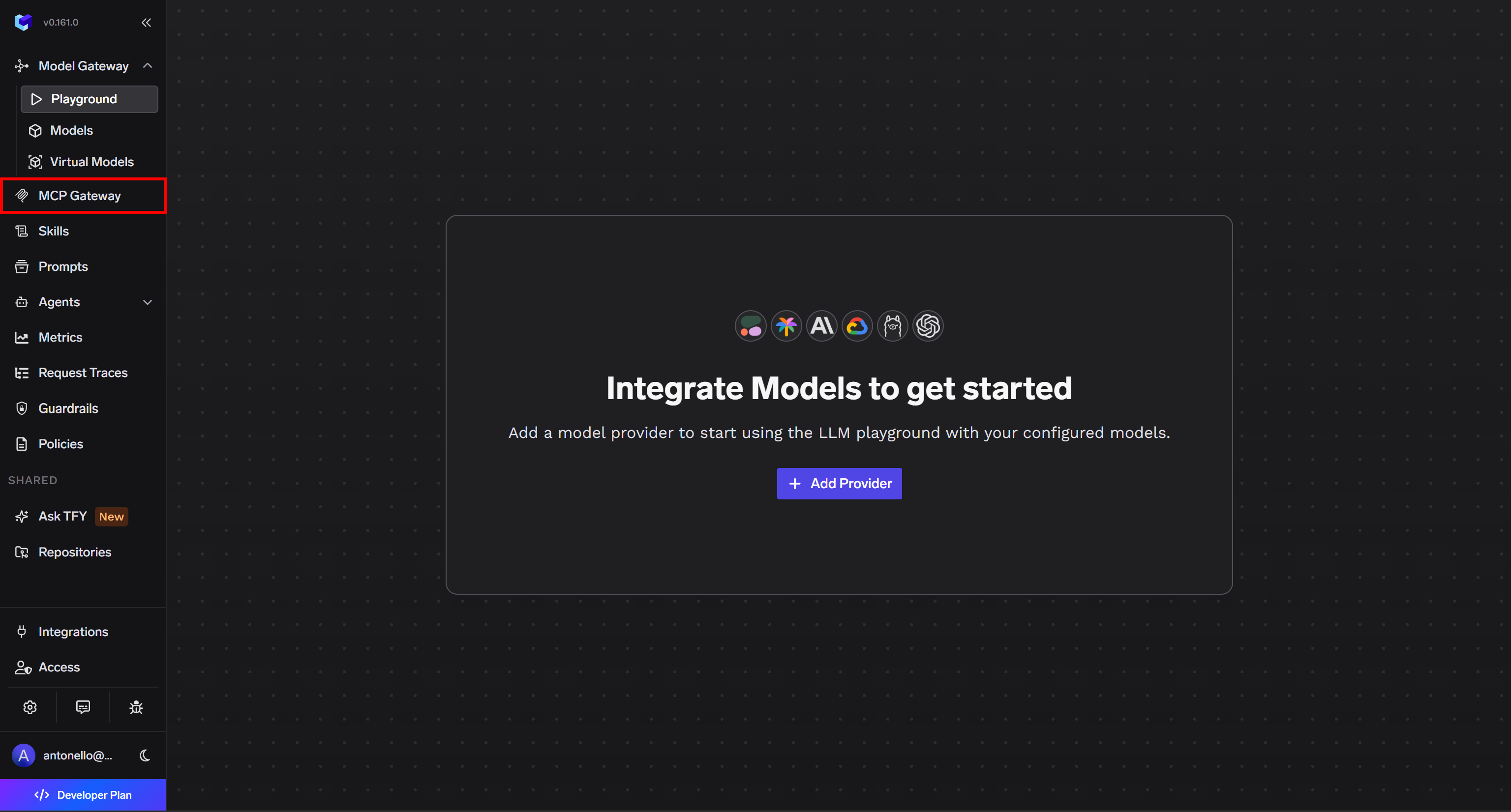 「MCP Gateway」メニューオプションを選択する